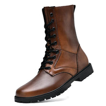 Load image into Gallery viewer, Leather Riding High Top Plush Boots