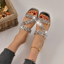 Load image into Gallery viewer, Crystal Slippers Luxury Rhinestone Med Heels Sandals