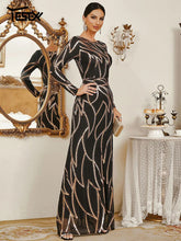 Load image into Gallery viewer, Formal Occasion Dress Round Neck Long Sleeve Sequin