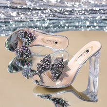 Load image into Gallery viewer, High Heels Crystal Bowtie Open Toe