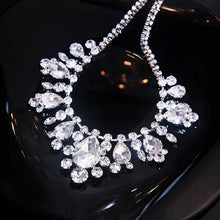 Load image into Gallery viewer, FYUAN Luxury Water Drop Crystal Choker Necklaces for Women Silver