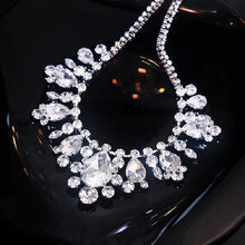 Load image into Gallery viewer, FYUAN Luxury Water Drop Crystal Choker Necklaces for Women Silver