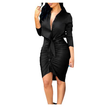 Load image into Gallery viewer, Elegant Sexy Women's Shirt Dress Long Sleeve V Neck