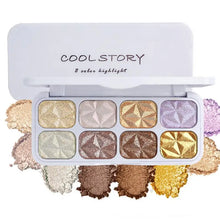 Load image into Gallery viewer, 8 colors Shiny Highlighter Makeup Powder Palette Diamond highlight eye