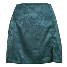 Load image into Gallery viewer, Jacquard Satin Short Skirt Sexy High Waist Split
