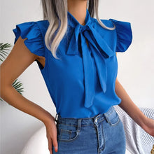 Load image into Gallery viewer, Ear Strap Bow Chiffon Shirt