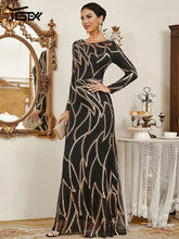 Load image into Gallery viewer, Formal Occasion Dress Round Neck Long Sleeve Sequin