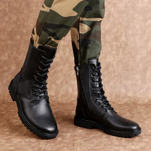 Load image into Gallery viewer, Leather Riding High Top Plush Boots