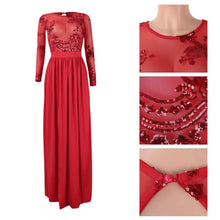 Load image into Gallery viewer, Black Lace Sequins Mesh  Evening Dress