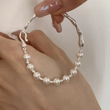 Load image into Gallery viewer, Elegant Pearl Half Bangle Bracelet