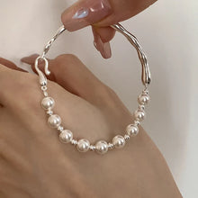 Load image into Gallery viewer, Elegant Pearl Half Bangle Bracelet