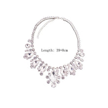 Load image into Gallery viewer, FYUAN Luxury Water Drop Crystal Choker Necklaces for Women Silver