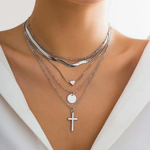 Load image into Gallery viewer, 5Pcs/Set Vintage Cross Coin Heart Pendant Necklace