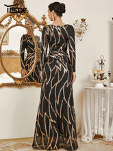 Load image into Gallery viewer, Formal Occasion Dress Round Neck Long Sleeve Sequin