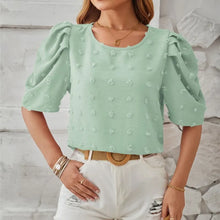 Load image into Gallery viewer, Jacquard Ball Short Sleeved Round Neck