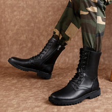 Load image into Gallery viewer, Leather Riding High Top Plush Boots