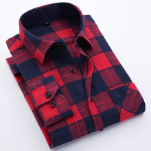 Load image into Gallery viewer, Men's Fashion Contrast Plaid Checkered Brushed Flannel Shirt