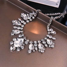 Load image into Gallery viewer, FYUAN Luxury Water Drop Crystal Choker Necklaces for Women Silver