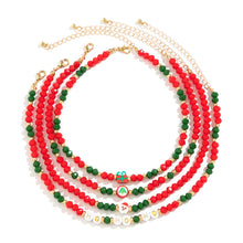 Load image into Gallery viewer, 4Pcs Red Crystal Polymer Clay Chain Necklace