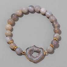 Load image into Gallery viewer, Handmade Natural Druzy Quartz Crystal Charm Bracelet Fashion Stripe