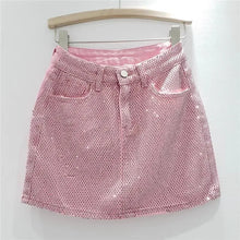 Load image into Gallery viewer, Hot Diamond Splice Denim Skirt High Waist