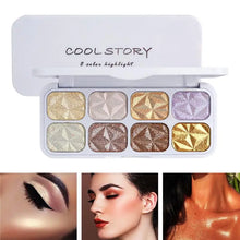 Load image into Gallery viewer, 8 colors Shiny Highlighter Makeup Powder Palette Diamond highlight eye