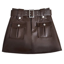 Load image into Gallery viewer, Leather Short Skirt Belt A-line Wrap Hip