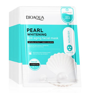 10pcs BIOAQUA Pearl Anti-aging Whitening Facial Masks Moisturizing