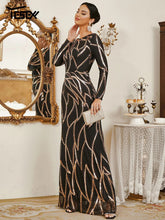 Load image into Gallery viewer, Formal Occasion Dress Round Neck Long Sleeve Sequin
