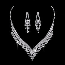 Load image into Gallery viewer, Necklace + Earrings Crystal Wedding Party Bride
