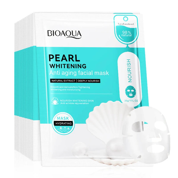 10pcs BIOAQUA Pearl Anti-aging Whitening Facial Masks Moisturizing