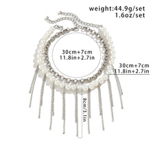 Load image into Gallery viewer, Multilayer Pearl Tassel Link Chain Necklace