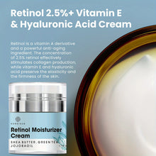 Load image into Gallery viewer, 2.5% Retinol Cream Face Moisturizer w Vitamin E Hyaluronic Acid for
