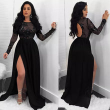 Load image into Gallery viewer, Black Lace Sequins Mesh  Evening Dress