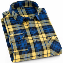 Load image into Gallery viewer, Men's Fashion Contrast Plaid Checkered Brushed Flannel Shirt