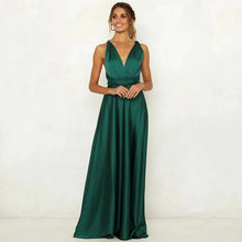 Load image into Gallery viewer, Elegant Satin Evening Dress Solid Fashion A-line V Neck