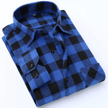 Load image into Gallery viewer, Men's Fashion Contrast Plaid Checkered Brushed Flannel Shirt