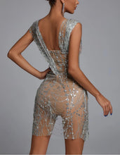 Load image into Gallery viewer, Glitter Mesh Mini Dress Sexy Sleeveless Transparent
