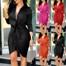 Load image into Gallery viewer, Elegant Sexy Women's Shirt Dress Long Sleeve V Neck