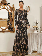 Load image into Gallery viewer, Formal Occasion Dress Round Neck Long Sleeve Sequin