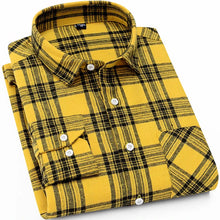 Load image into Gallery viewer, Men's Fashion Contrast Plaid Checkered Brushed Flannel Shirt