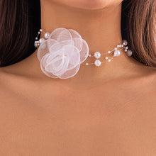 Load image into Gallery viewer, Elegant White Big Rose Flower Chain Necklace