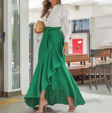 Load image into Gallery viewer, High Waist Ruffle Hem Skirt Back Waist Elastic Mermaid