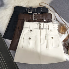Load image into Gallery viewer, Leather Short Skirt Belt A-line Wrap Hip