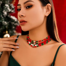 Load image into Gallery viewer, 4Pcs Red Crystal Polymer Clay Chain Necklace