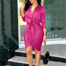 Load image into Gallery viewer, Elegant Sexy Women's Shirt Dress Long Sleeve V Neck