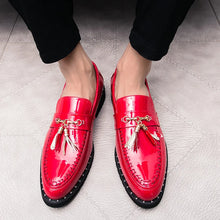 Load image into Gallery viewer, Fashion Trends Red Soft Leather Loafers Shoes Tassel Casual