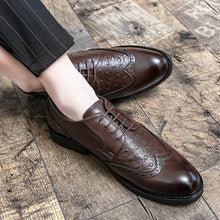 Load image into Gallery viewer, Leather Loafers Men's Pointed Toe Lace-Up