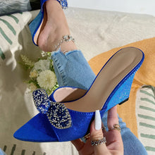 Load image into Gallery viewer, Glitter Rhinestones Bowknot Wedge Sandals