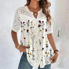 Load image into Gallery viewer, Flower Printed Cardigan Hollowed Out Blouse